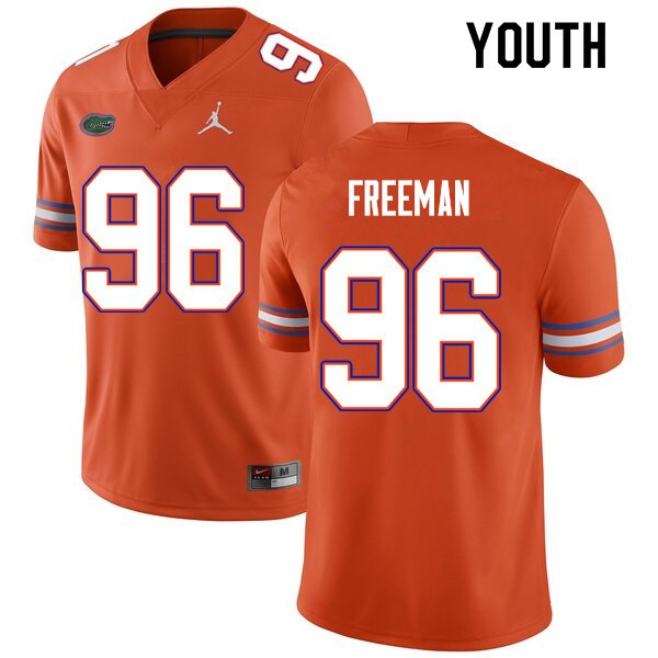 Youth #96 Travis Freeman Florida Gators College Football Jersey Orange